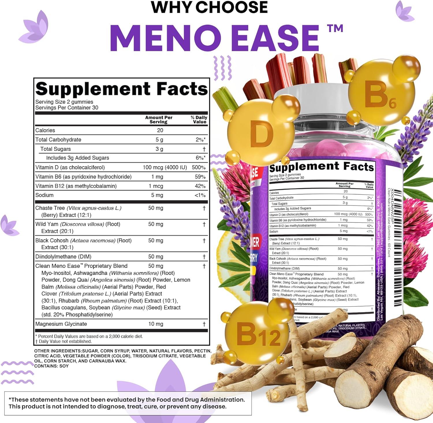 image:imageMenopause Supplement for Women Gummies with Black Cohosh Wild Yam DIM Magnesium Red Clover Chasteberry for Hormone Balance Relief Night Sweats Mood Plus Bergamot Vitamin D3 Vitamin B6 B122