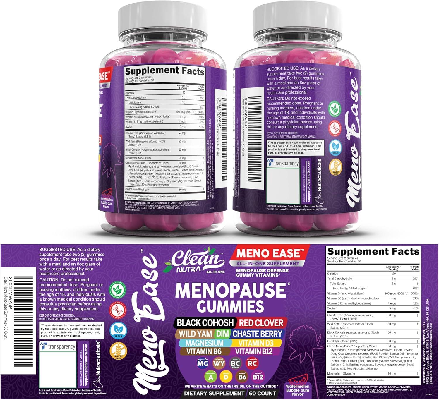 image:imageMenopause Supplement for Women Gummies with Black Cohosh Wild Yam DIM Magnesium Red Clover Chasteberry for Hormone Balance Relief Night Sweats Mood Plus Bergamot Vitamin D3 Vitamin B6 B122