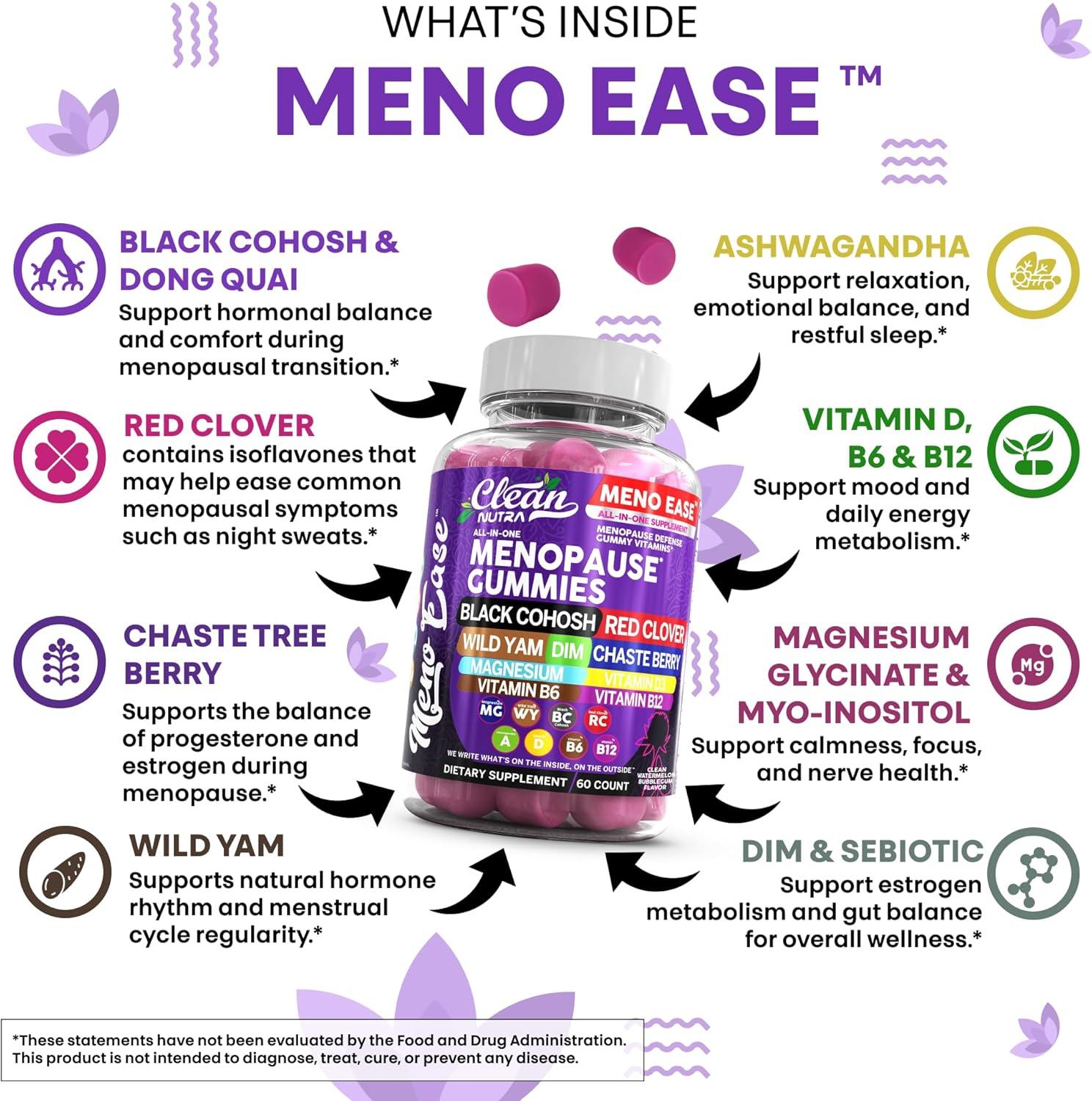 image:imageMenopause Supplement for Women Gummies with Black Cohosh Wild Yam DIM Magnesium Red Clover Chasteberry for Hormone Balance Relief Night Sweats Mood Plus Bergamot Vitamin D3 Vitamin B6 B121