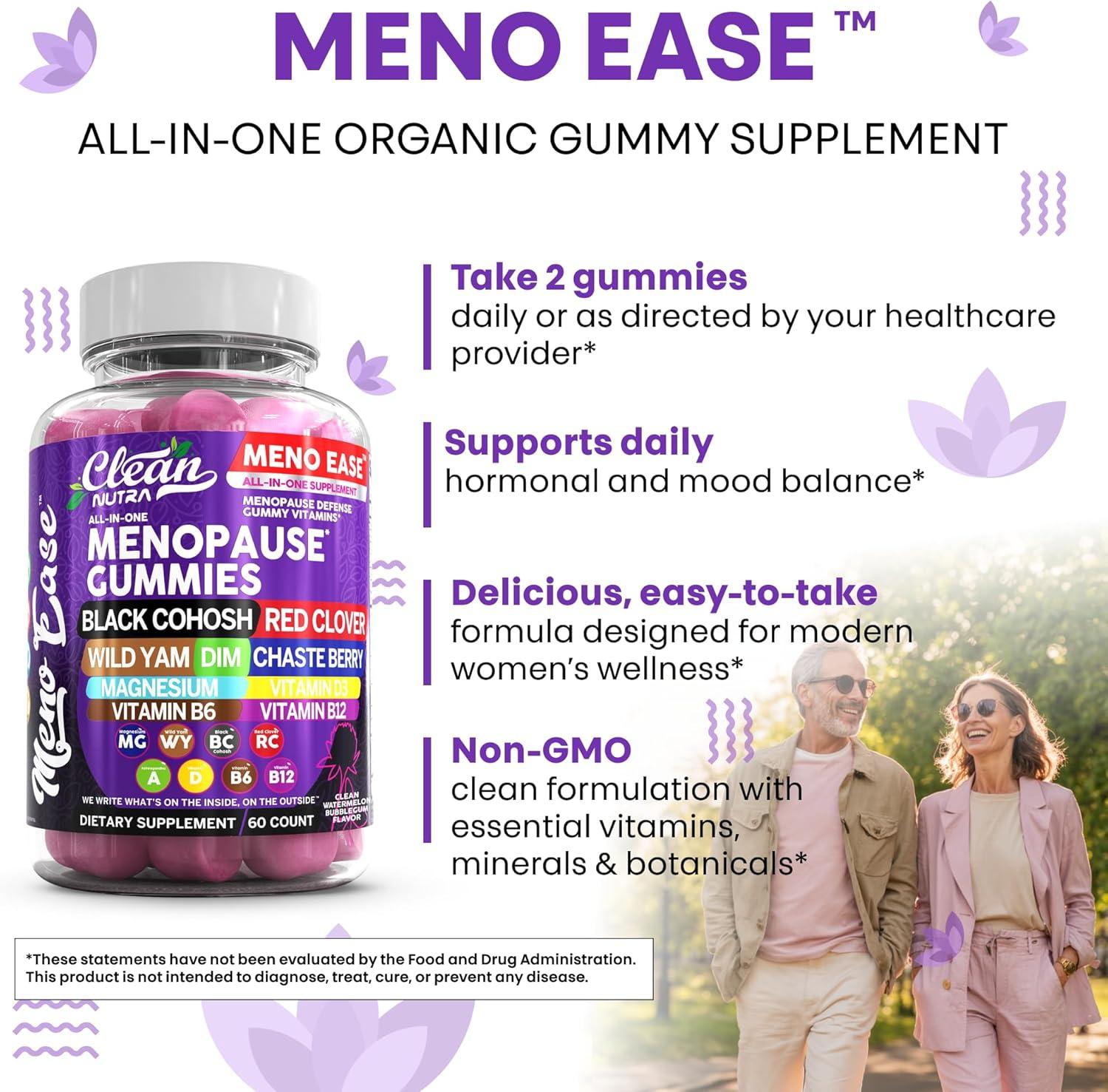 image:imageMenopause Supplement for Women Gummies with Black Cohosh Wild Yam DIM Magnesium Red Clover Chasteberry for Hormone Balance Relief Night Sweats Mood Plus Bergamot Vitamin D3 Vitamin B6 B125