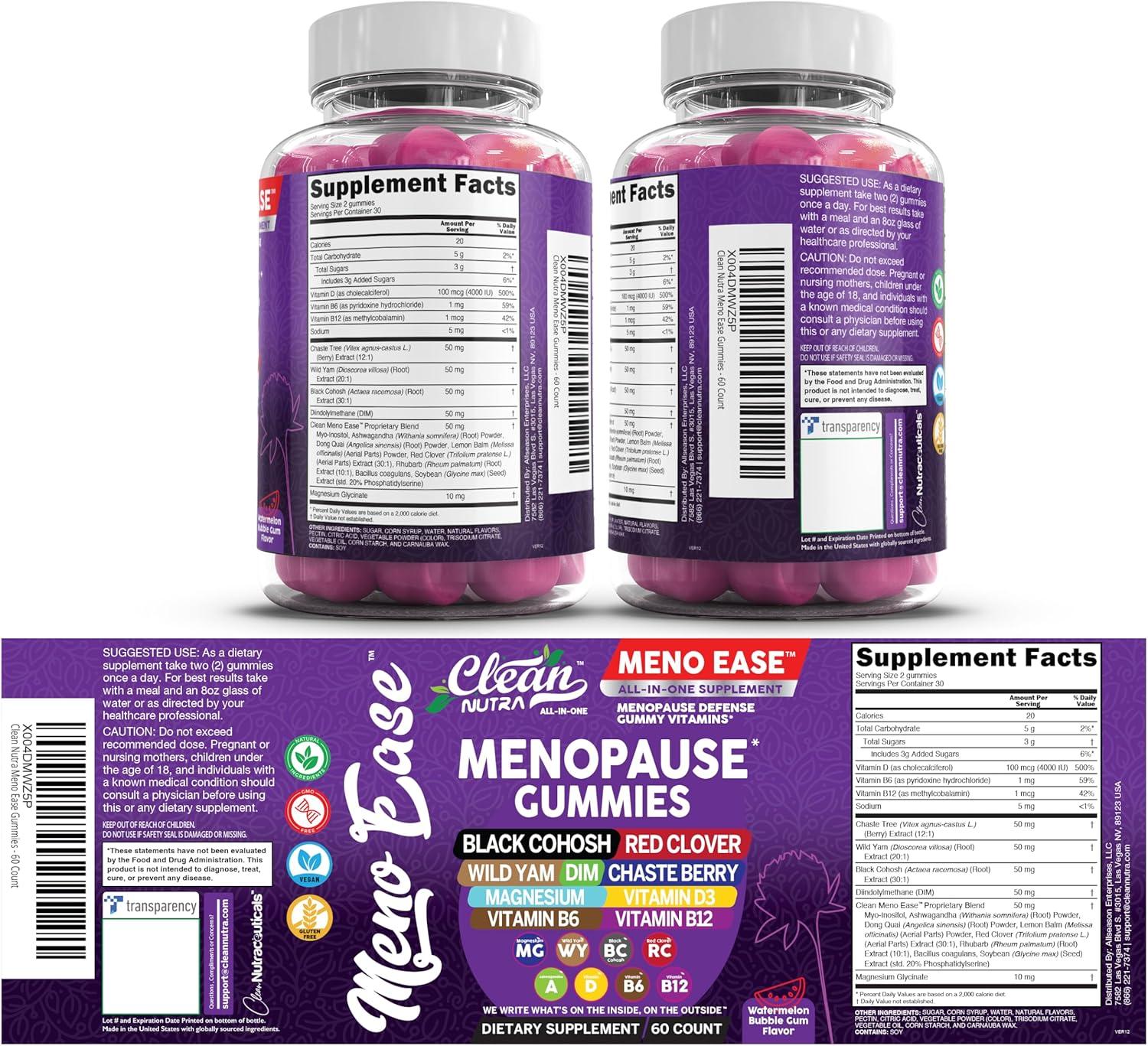 image:imageMenopause Supplement for Women Gummies with Black Cohosh Wild Yam DIM Magnesium Red Clover Chasteberry for Hormone Balance Relief Night Sweats Mood Plus Bergamot Vitamin D3 Vitamin B6 B121