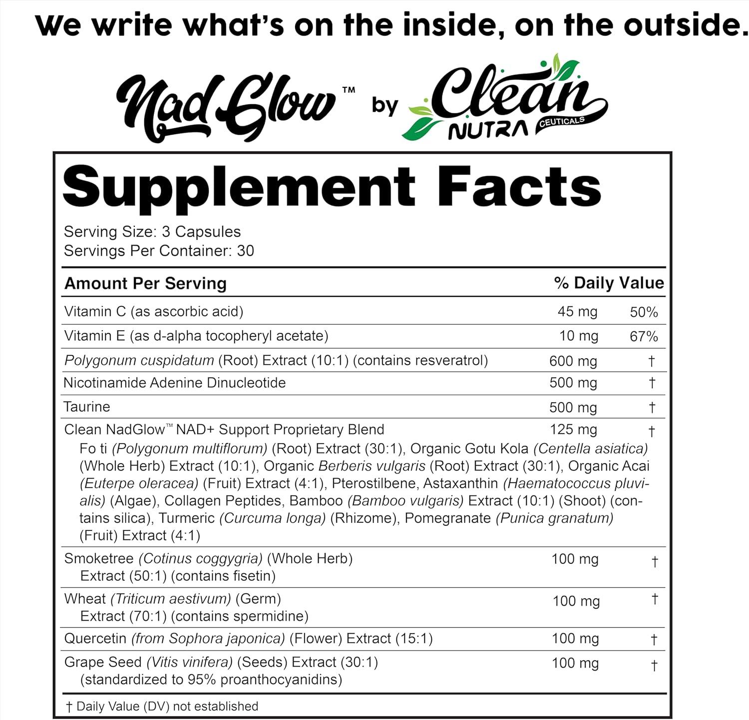 image:imageNAD Resveratrol Supplement for Women NAD Turmeric Vitamin C Acai Pomegranate Collagen Peptides Nicotinamide Fisetin Vitamin E Polygonum Multiflorum Berberine 90 Capsules by Clean Nutra