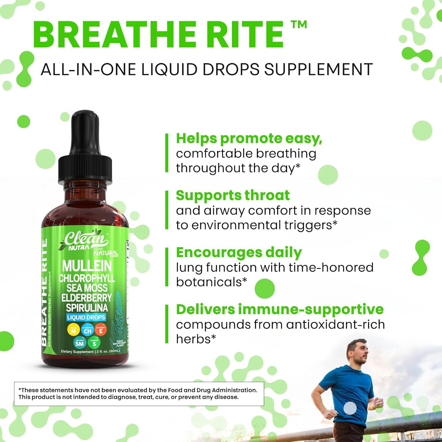 image:imageOrganic Mullein Liquid Drops With Chlorophyll for Lung Detox Plus Irish Sea Moss Spirulina Licorice Tart Cherry Lobelia Motherwort And Elderberry For Men Women Health Supplement Vitamin 2