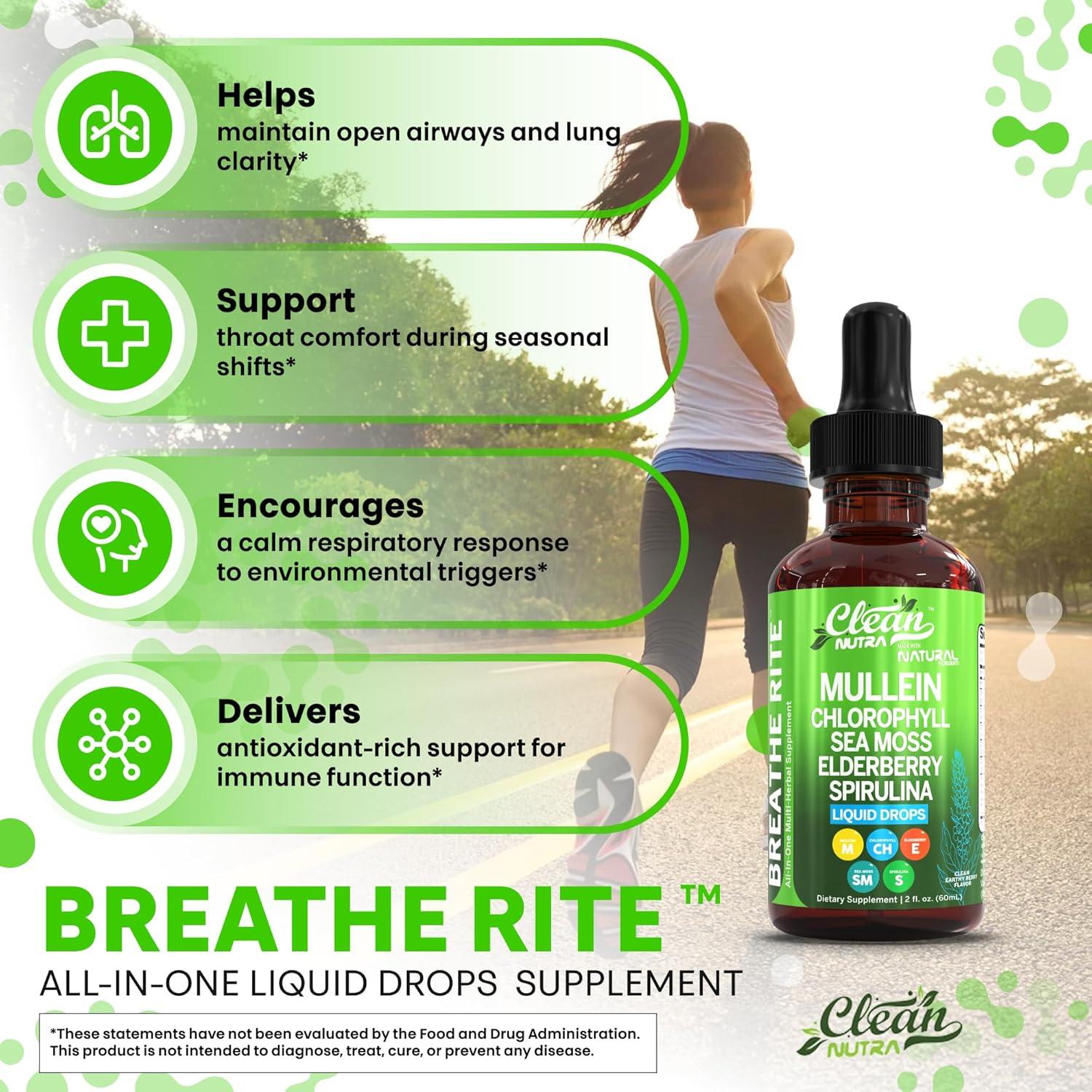 image:imageOrganic Mullein Liquid Drops With Chlorophyll for Lung Detox Plus Irish Sea Moss Spirulina Licorice Tart Cherry Lobelia Motherwort And Elderberry For Men Women Health Supplement Vitamin 2