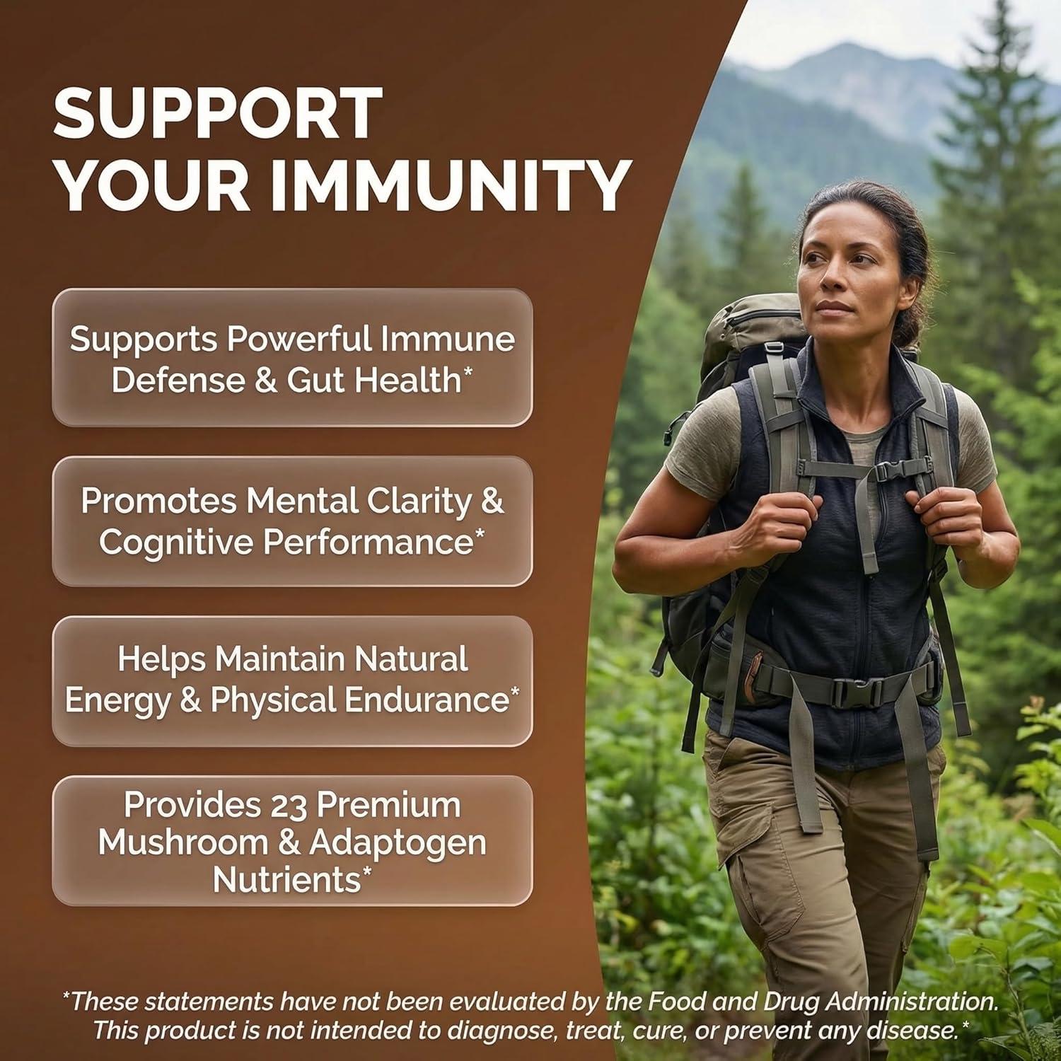 image:imageOrganic Turkey Tail Mushroom Supplement Capsules Lions Mane Cordyceps Reishi Chaga Ashwagandha Stress Relief Nootropic Immunity Adaptogens Mood Support 90 Vegan Capsules By Clean Nutra