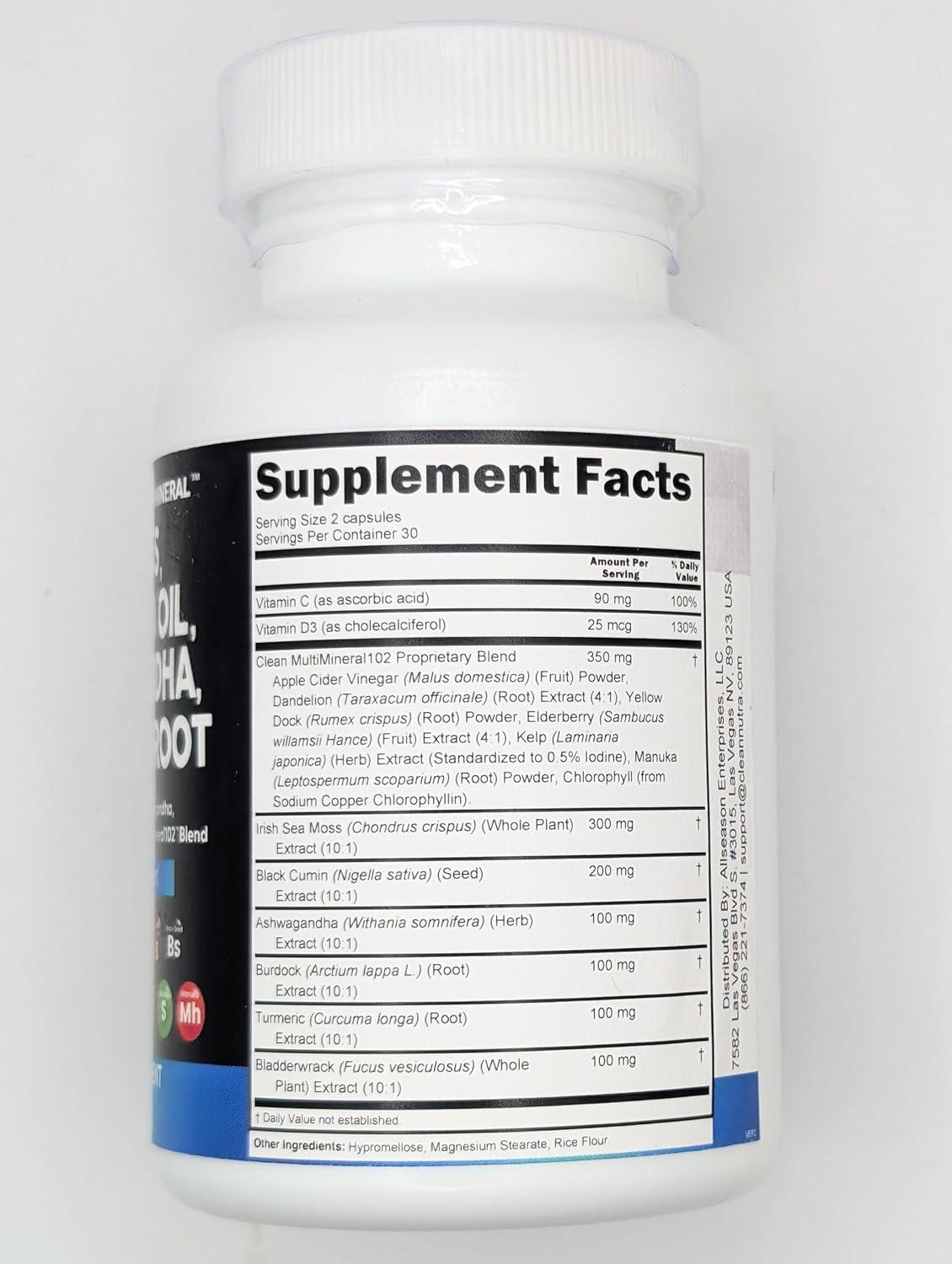 image:imageSea Moss Black Seed Oil Ashwagandha Turmeric Bladderwrack Burdock amp Vitamin C Vitamin D3 with Elderberry Manuka Dandelion Yellow Dock Iodine Chlorophyll ACV 5Pack