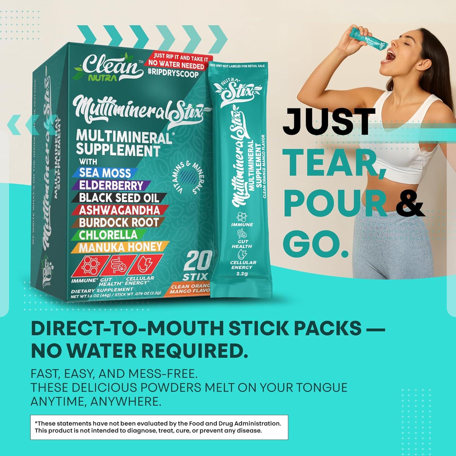 image:imageSea Moss Powder Elderberry Ashwagandha Chlorella Manuka Honey VitaminD3 Vitamin C Zinc Spirulina Iodine Greens Detox Immune Support Sugar Free Hydration Powder Drink Mix 20 Sticks1