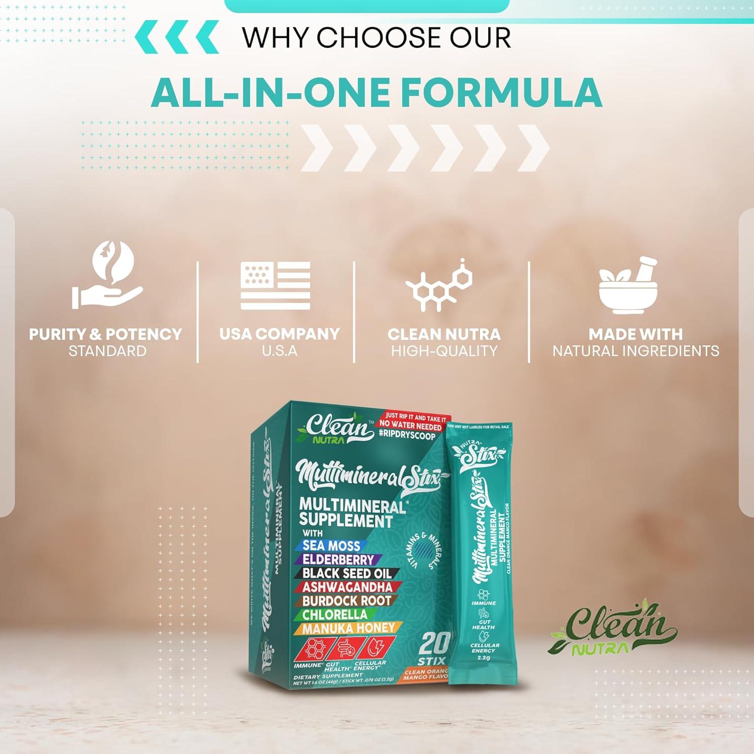 image:imageSea Moss Powder Elderberry Ashwagandha Chlorella Manuka Honey VitaminD3 Vitamin C Zinc Spirulina Iodine Greens Detox Immune Support Sugar Free Hydration Powder Drink Mix 20 Sticks1