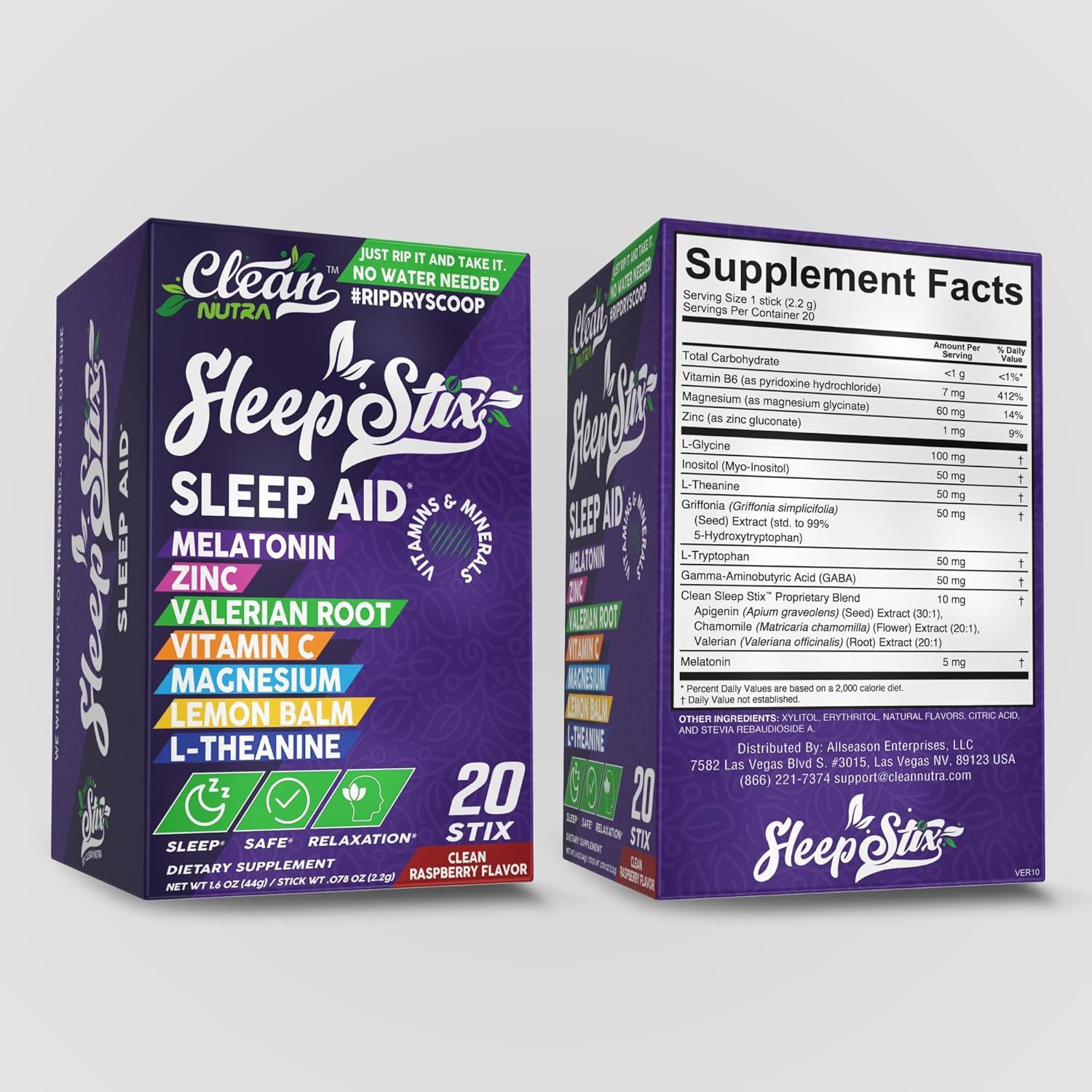 image:imageSleep Aid Melatonin Powder Tryptophan Glycine Valerian Root Magnesium For Sleep Lemon Balm L Theanine Magnesium Glycinate Zinc Sleep Aid Myo Inositol GABACalm B6 5 HTP Stress Relief 20 Stix1