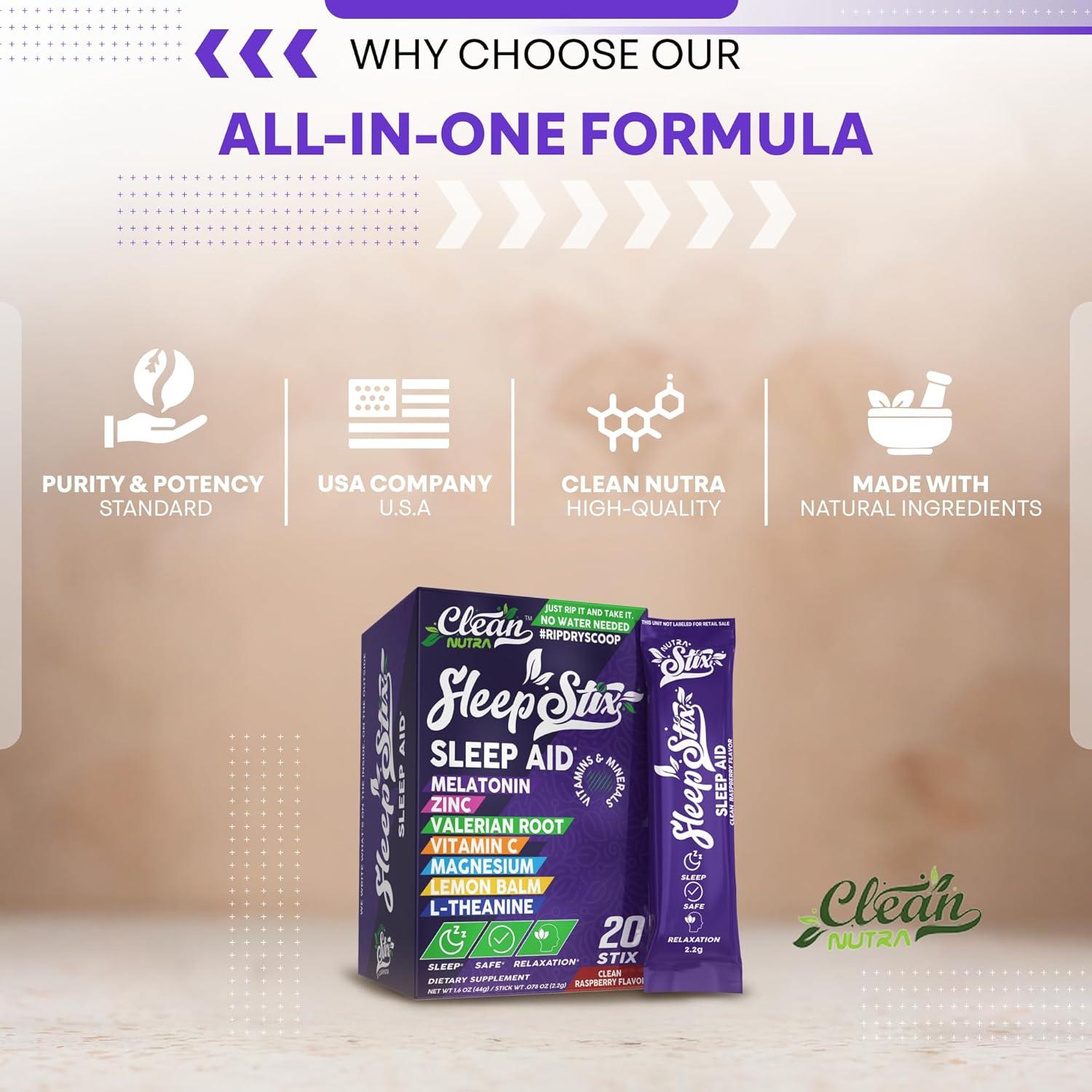 image:imageSleep Aid Melatonin Powder Tryptophan Glycine Valerian Root Magnesium For Sleep Lemon Balm L Theanine Magnesium Glycinate Zinc Sleep Aid Myo Inositol GABACalm B6 5 HTP Stress Relief 20 Stix1