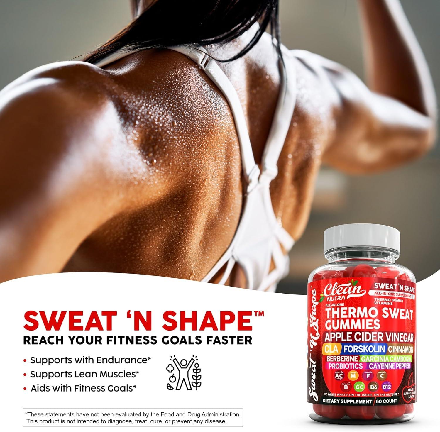 image:imageSweat N Shape Gummies Apple Cider Vinegar CLA Forskolin Cinnamon Berberine Garcinia Cambogia Probiotics Cayenne Pepper Vitamin B12 Vitamin A Vitamin C Vitamin D Vitamin B6 Boron By Clean Nutra 5