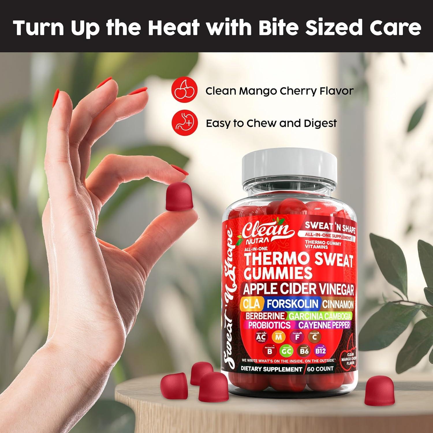 image:imageSweat N Shape Gummies Apple Cider Vinegar CLA Forskolin Cinnamon Berberine Garcinia Cambogia Probiotics Cayenne Pepper Vitamin B12 Vitamin A Vitamin C Vitamin D Vitamin B6 Boron By Clean Nutra 5