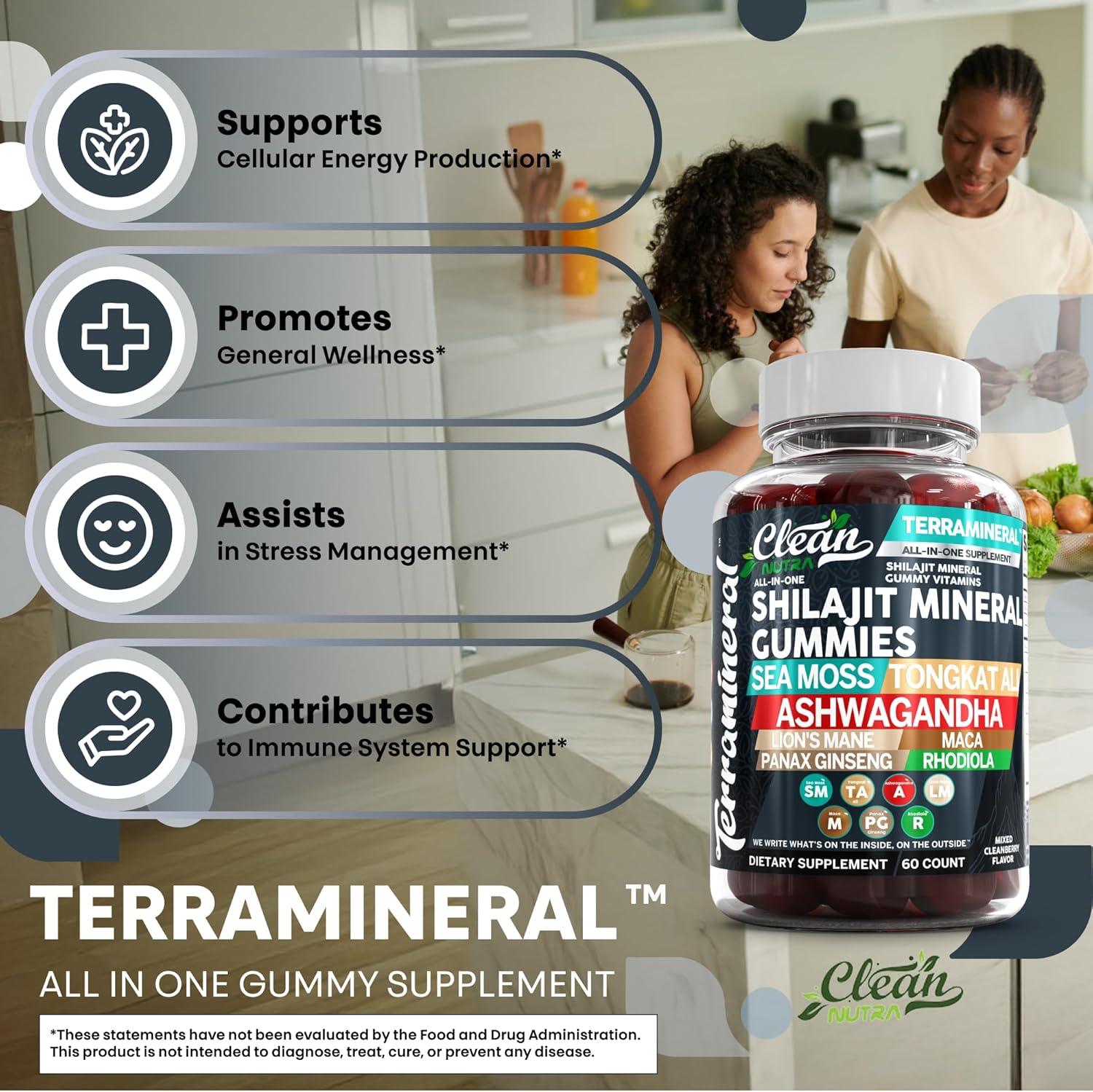 image:imageTerramineral Shilajit Gummies with Irish Sea Moss Tongkat Ali Ashwagandha Lions Mane MACA Panax Ginseng Rhodiola amp Cordyceps by Clean Nutra 11