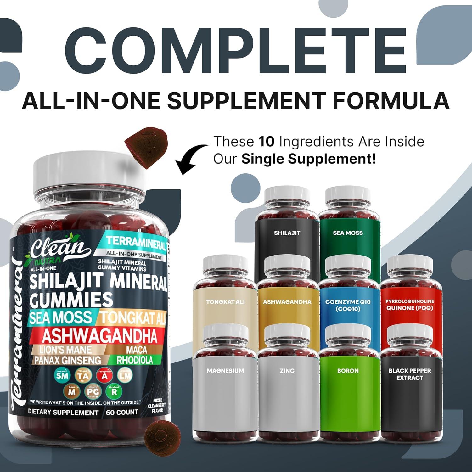image:imageTerramineral Shilajit Gummies with Irish Sea Moss Tongkat Ali Ashwagandha Lions Mane MACA Panax Ginseng Rhodiola amp Cordyceps by Clean Nutra 11
