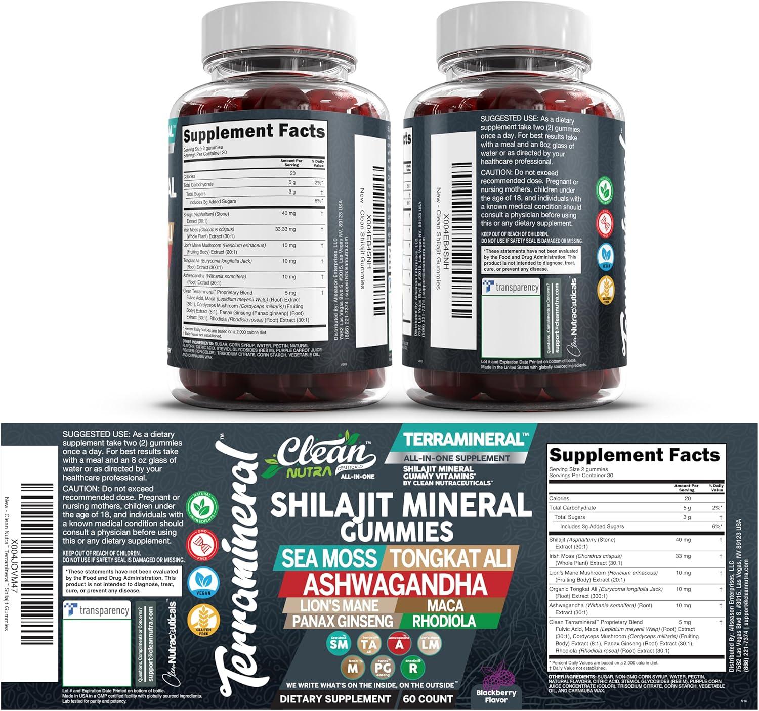 image:imageTerramineral Shilajit Gummies with Irish Sea Moss Tongkat Ali Ashwagandha Lions Mane MACA Panax Ginseng Rhodiola amp Cordyceps by Clean Nutra 11