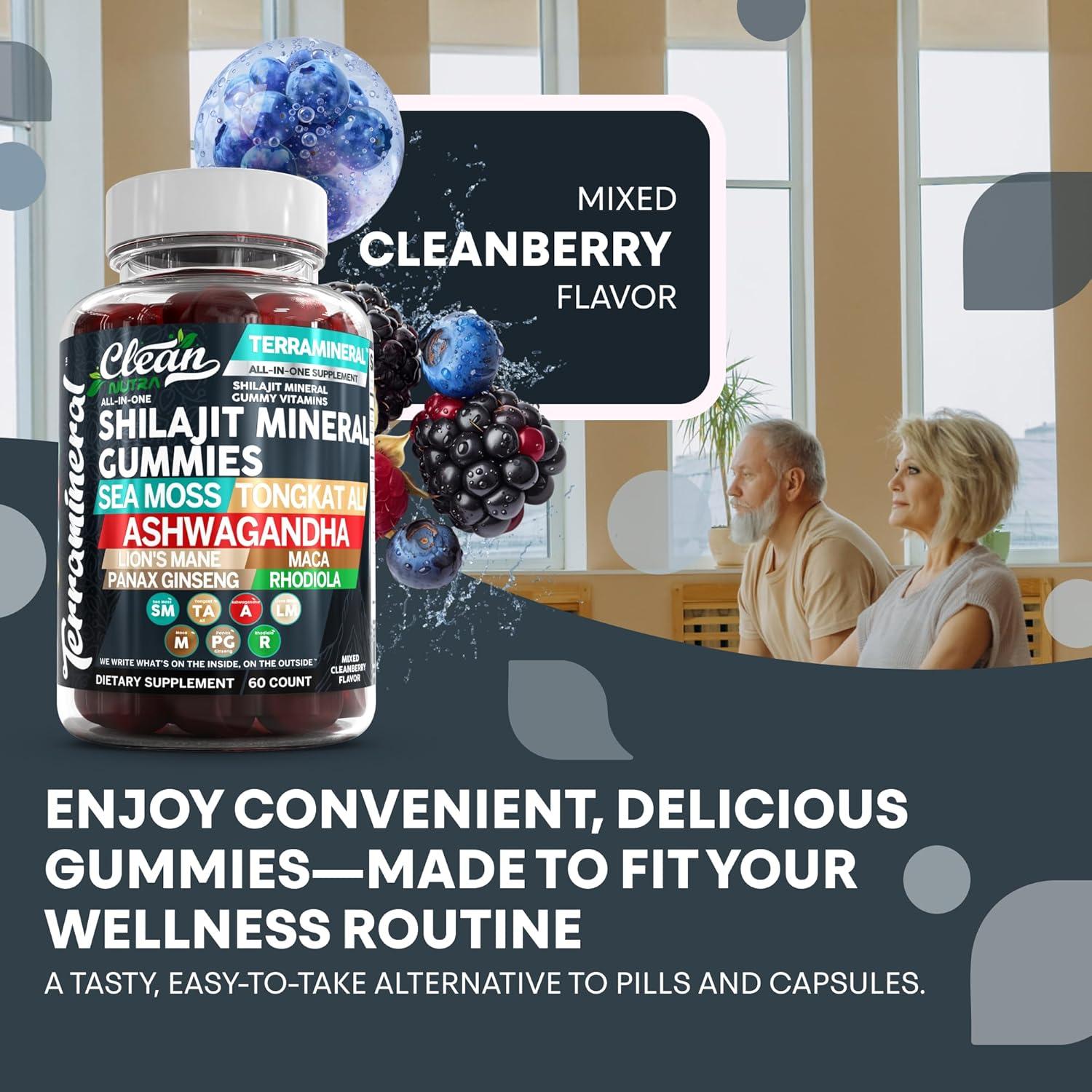 image:imageTerramineral Shilajit Gummies with Irish Sea Moss Tongkat Ali Ashwagandha Lions Mane MACA Panax Ginseng Rhodiola amp Cordyceps by Clean Nutra 11