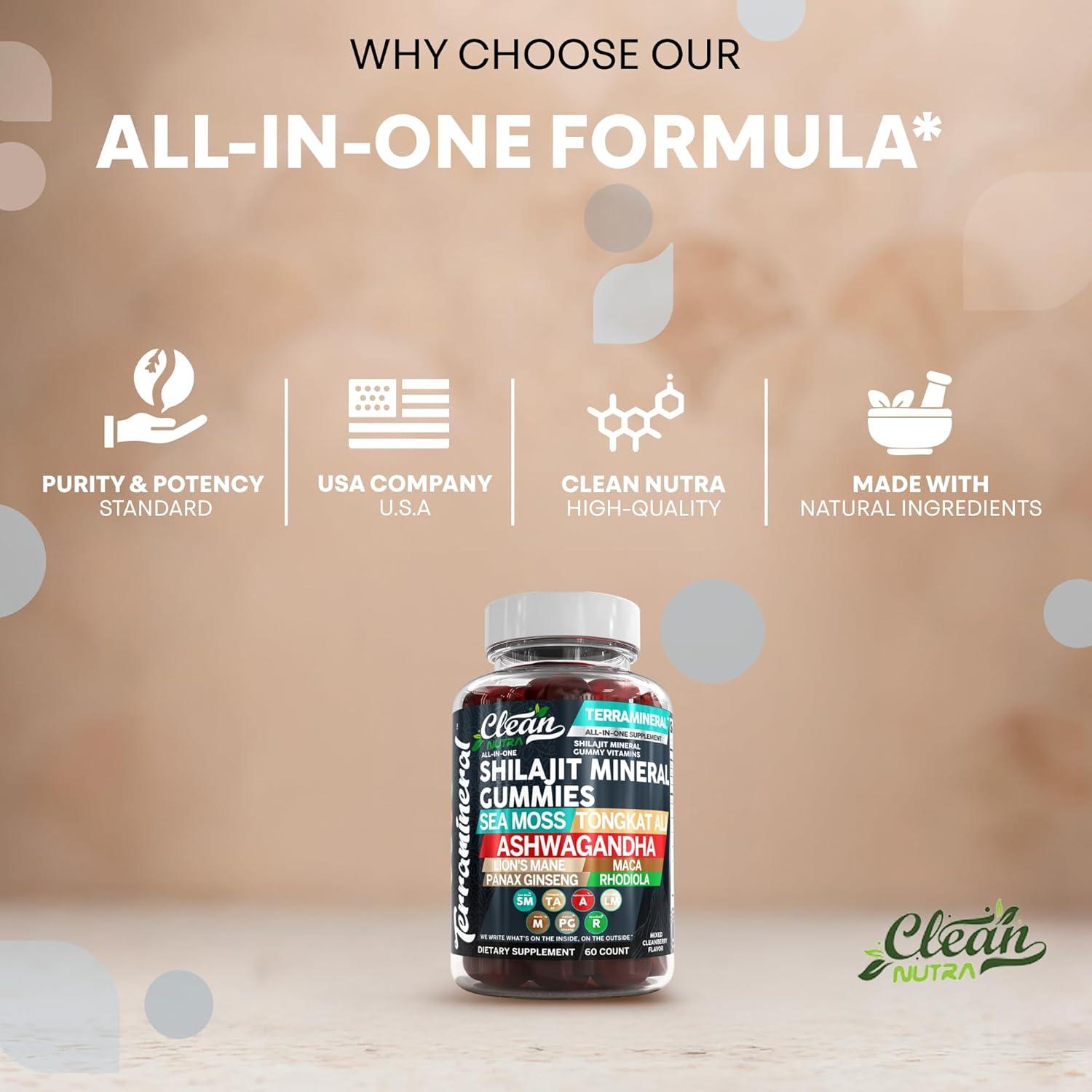 image:imageTerramineral Shilajit Gummies with Irish Sea Moss Tongkat Ali Ashwagandha Lions Mane MACA Panax Ginseng Rhodiola amp Cordyceps by Clean Nutra 11