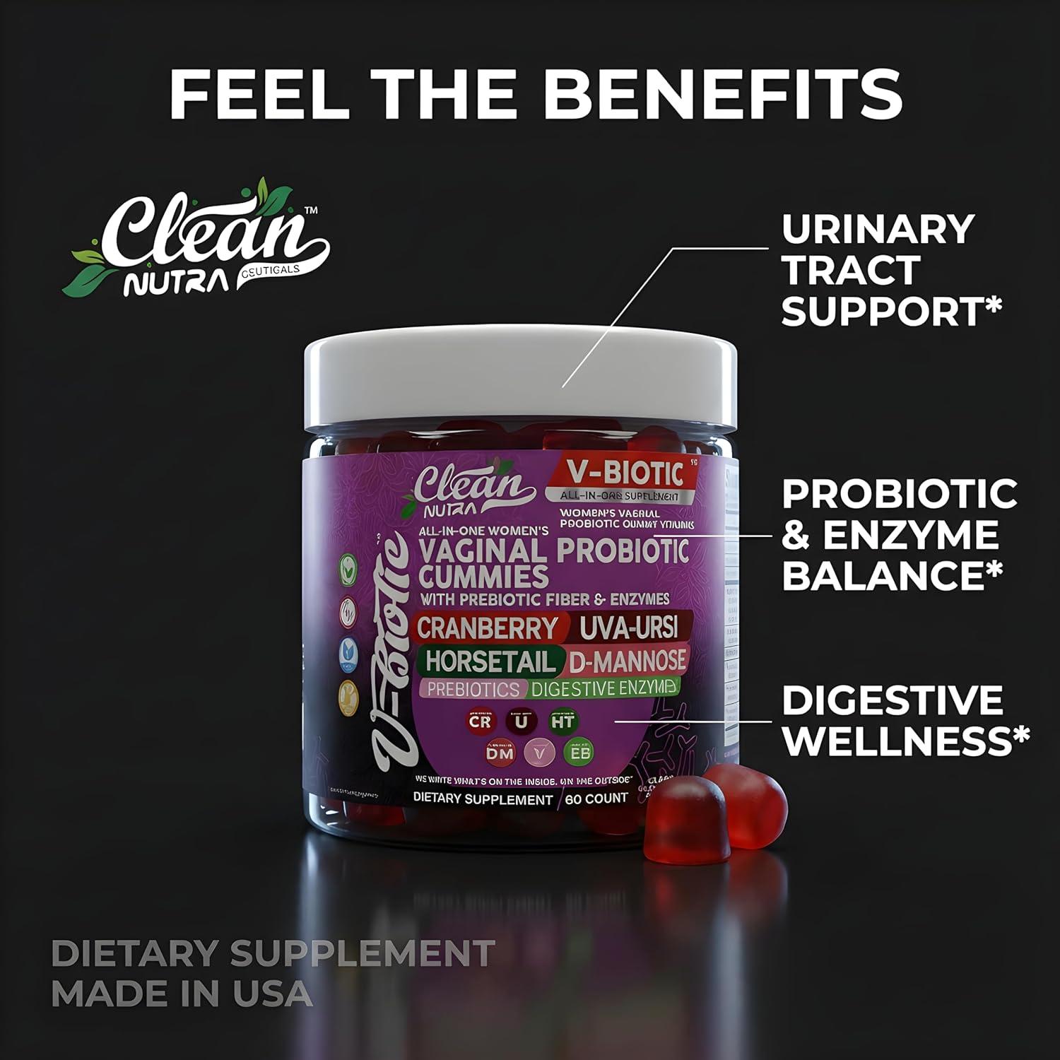 image:imageVaginal Probiotic Gummies For Women Prebiotics Cranberry DMannose UvaUrsi Digestive Enzymes Vaginal Health Supplement pH Balance to Promote Healthy Vaginal Odor amp Flora Cranberries Gummy Vitamin1