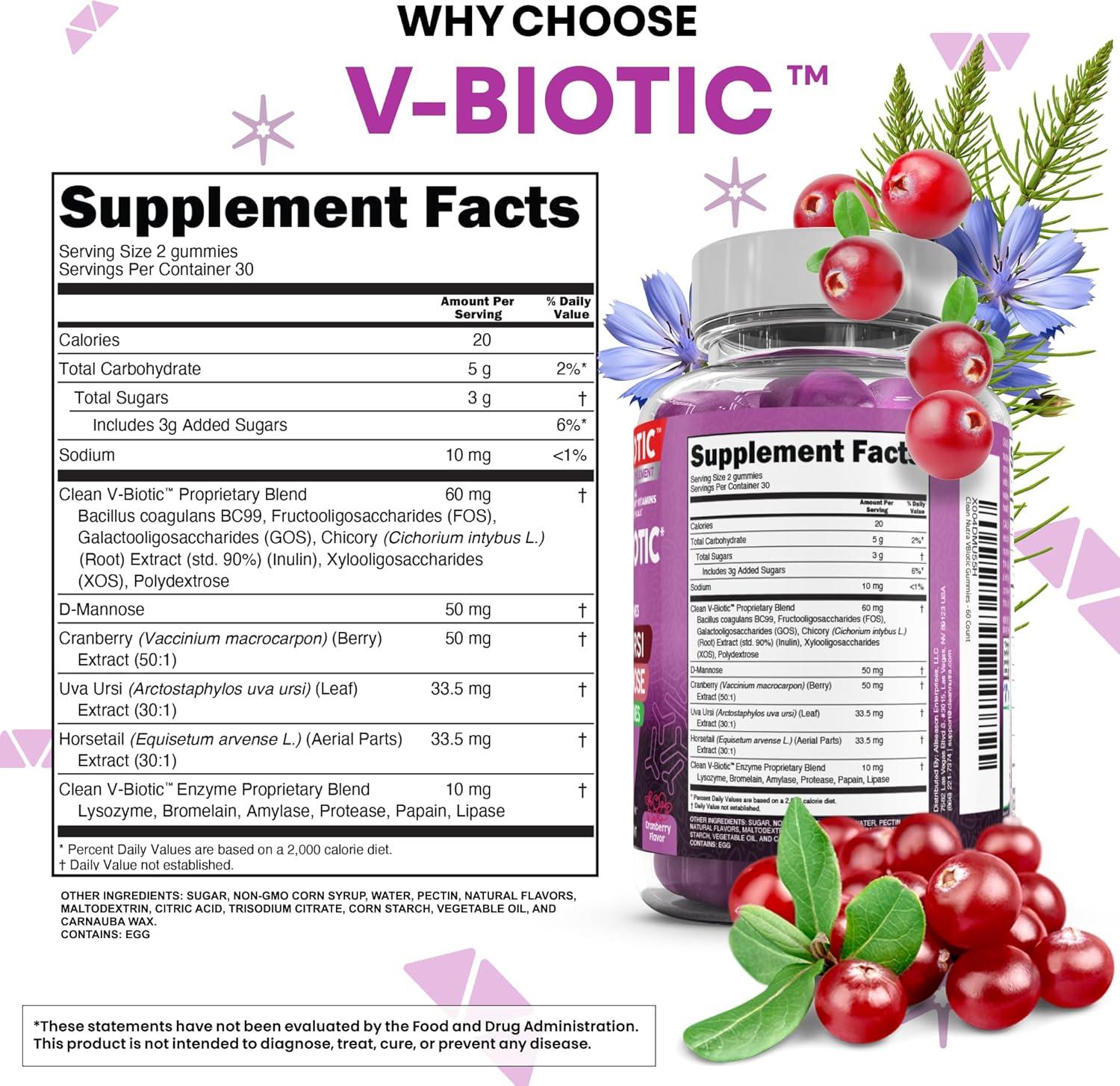 image:imageVaginal Probiotic Gummies For Women Prebiotics Cranberry DMannose UvaUrsi Digestive Enzymes Vaginal Health Supplement pH Balance to Promote Healthy Vaginal Odor amp Flora Cranberries Gummy Vitamin2