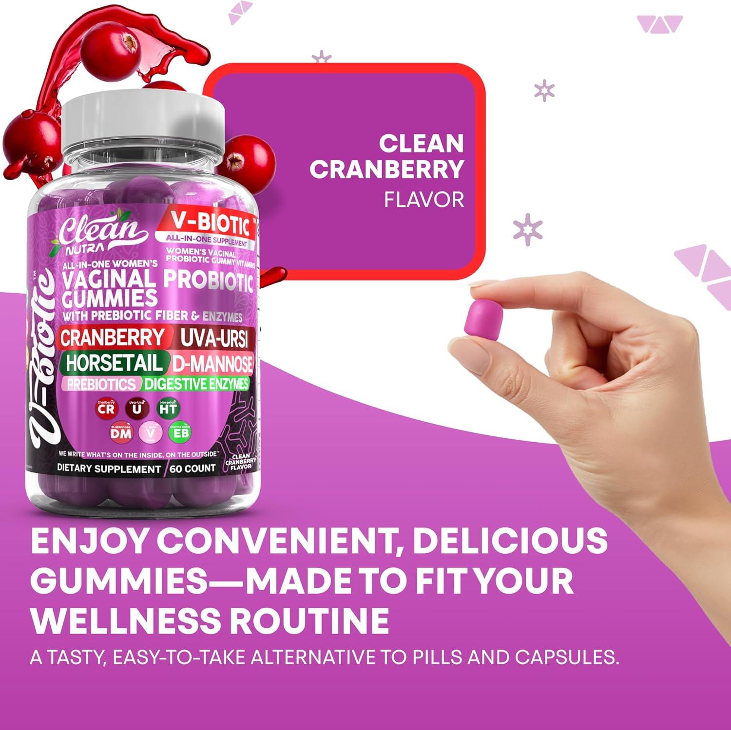 image:imageVaginal Probiotic Gummies For Women Prebiotics Cranberry DMannose UvaUrsi Digestive Enzymes Vaginal Health Supplement pH Balance to Promote Healthy Vaginal Odor amp Flora Cranberries Gummy Vitamin2