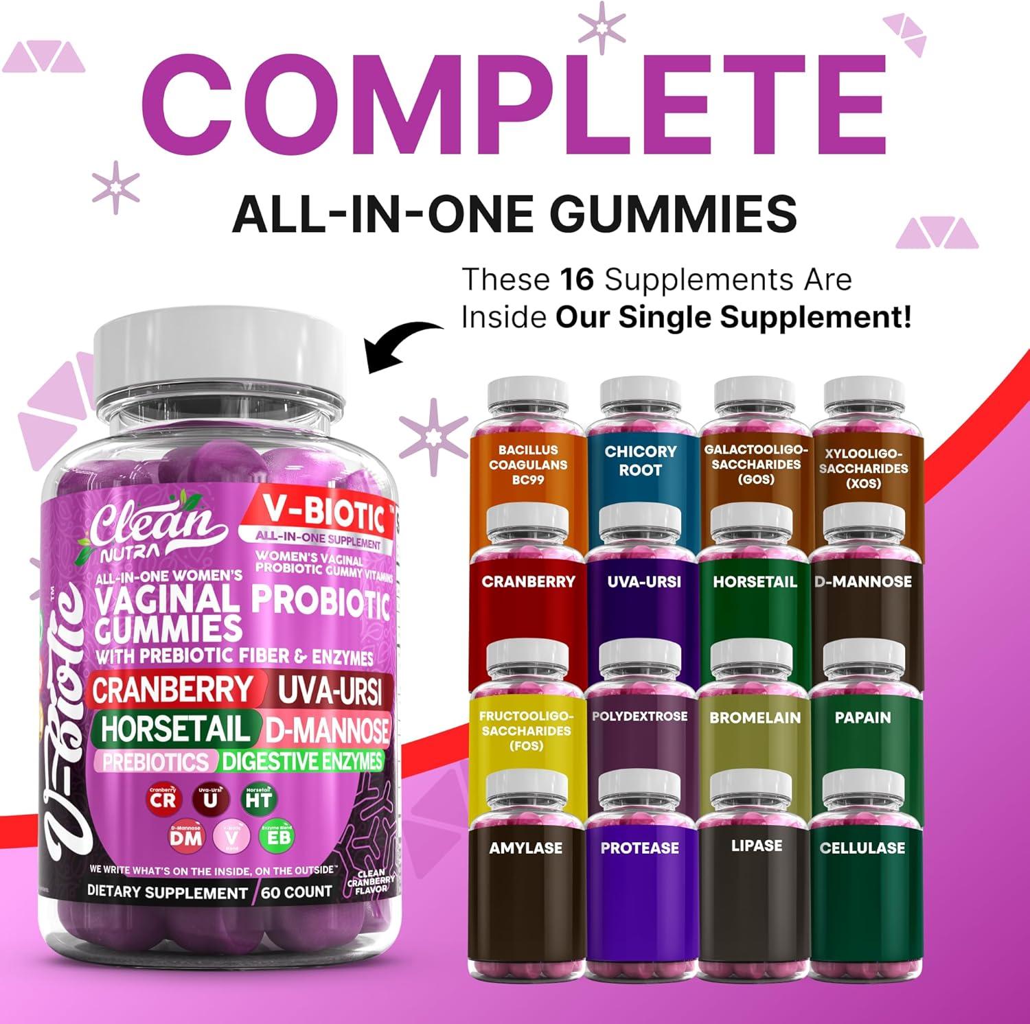 image:imageVaginal Probiotic Gummies For Women Prebiotics Cranberry DMannose UvaUrsi Digestive Enzymes Vaginal Health Supplement pH Balance to Promote Healthy Vaginal Odor amp Flora Cranberries Gummy Vitamin2