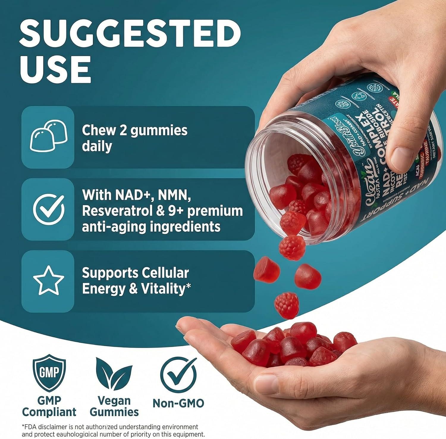 image:imageYouth Bloom NAD Supplement Gummies Resveratrol Fisetin Wheat Germ Berberine Taurine Turmeric Collagen Astaxanthin Nicotinamide Gotu Kola Pomegranate Vitamin C amp E 60 Ct by Clean Nutra