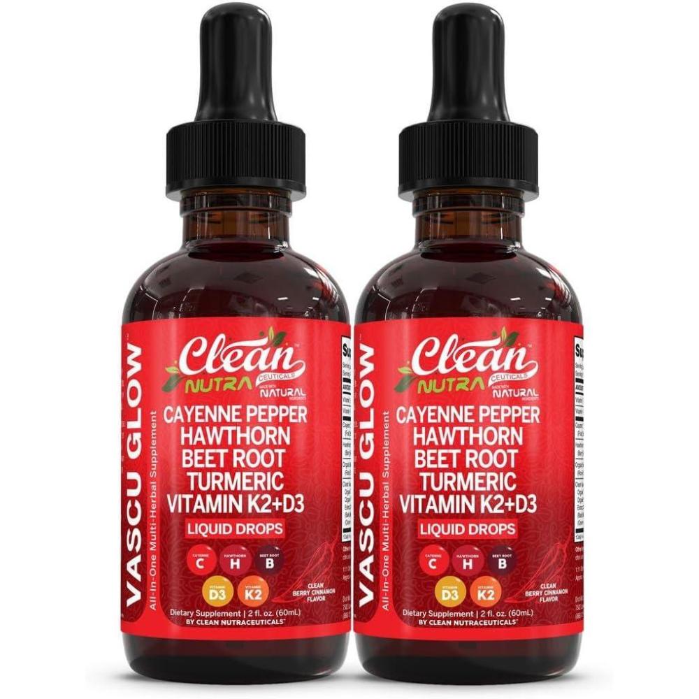 image:imageClean Nutra Cayenne Pepper Drops Supplement Liquid Hawthorn Berry Vitamin D3 K2 Beet Root Powder Ceylon Cinnamon Turmeric Curcumin Organic Panax Ginseng Berberine Extract 1 Pack2
