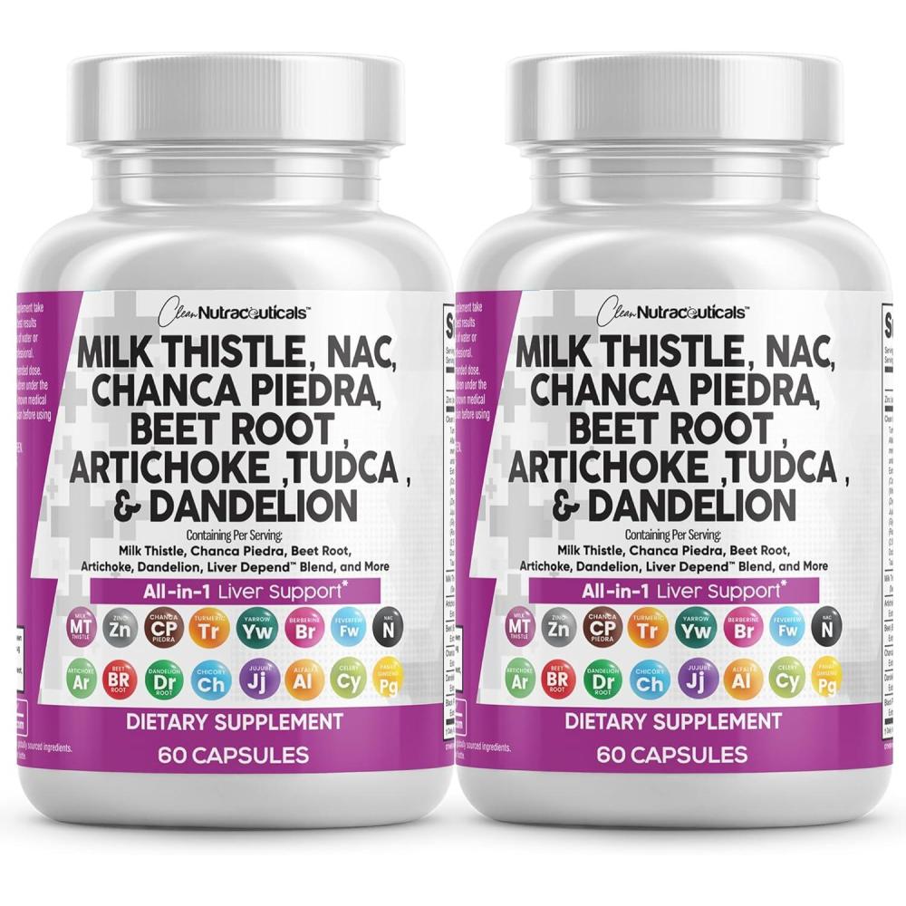 image:imageClean Nutraceuticals Milk Thistle NAC Chanca Piedra Beet Root Artichoke Astragalus Dandelion Root Liver Cleanse Detox amp Repair Supplement Plus TUDCA Choline amp Ginger 1Pack2