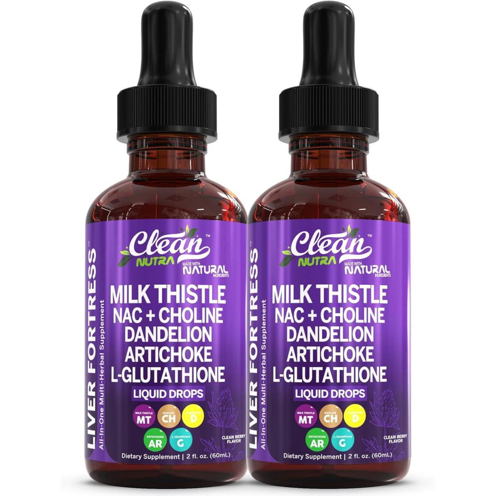 image:imageClean Nutraceuticals Milk Thistle NAC Liver Cleanse Detox amp Repair Supplement Liver Support Liquid Drops with Dandelion Extract Artichoke Chanca Piedra Choline LGlutathione Burdock Schisandra2