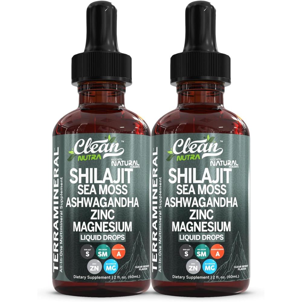image:imageClean Nutraceuticals Shilajit Drops Liquid Shilajit Supplement for Men Women with Sea Moss Ashwagandha Zinc Magnesium Boron Fulvic Acid Himalayan Shilajit Energy Vitality Stamina 2oz2