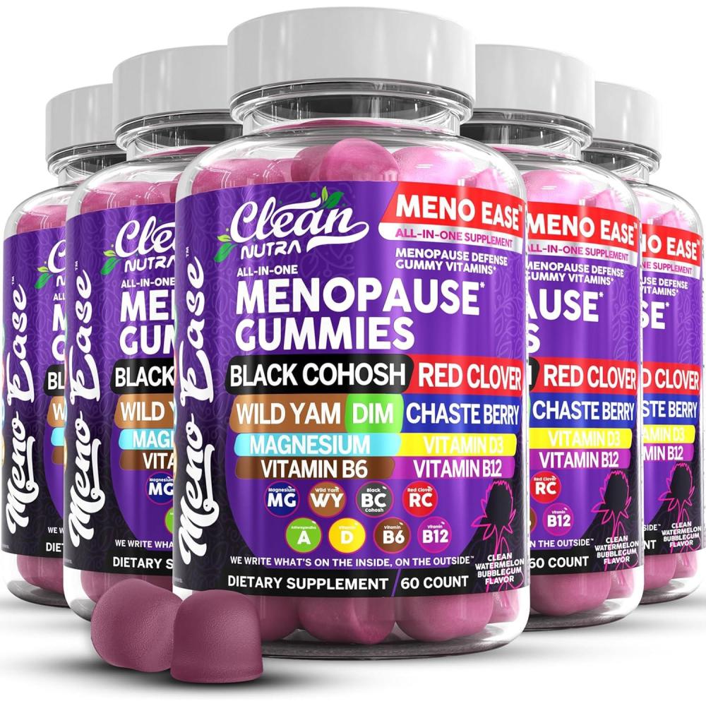 image:imageMenopause Supplement for Women Gummies with Black Cohosh Wild Yam DIM Magnesium Red Clover Chasteberry for Hormone Balance Relief Night Sweats Mood Plus Bergamot Vitamin D3 Vitamin B6 B125