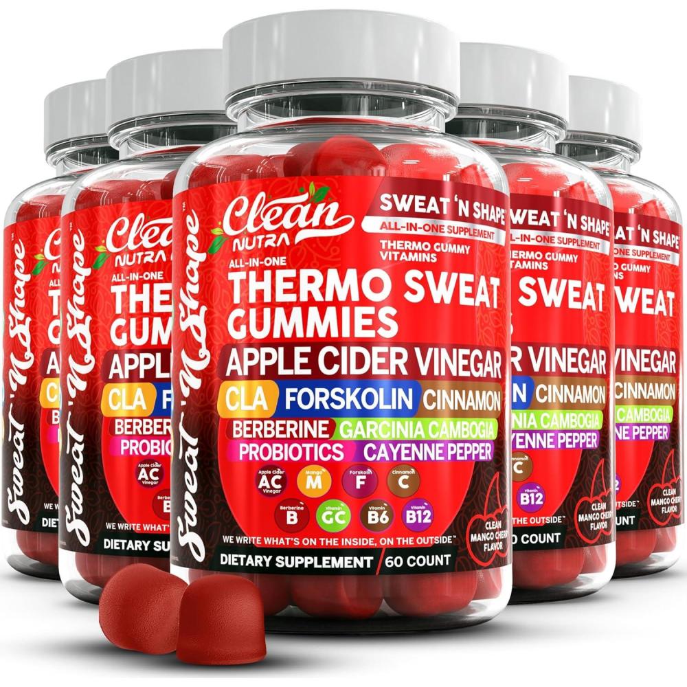 image:imageSweat N Shape Gummies Apple Cider Vinegar CLA Forskolin Cinnamon Berberine Garcinia Cambogia Probiotics Cayenne Pepper Vitamin B12 Vitamin A Vitamin C Vitamin D Vitamin B6 Boron By Clean Nutra 5