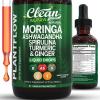 image:imageClean Nutra Moringa Supplement Drops Ashwagandha Spirulina Chlorella Turmeric amp Ginger Liquid Barley Grass with Chlorophyll Blue Green Algae Vitamin C Antioxidant Holy Basil Ceylon Cinnamon PlantFlow