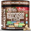 image:imageClean Nutra Wormwood Black Walnut Pumpkin Seed Clove Oil Celery Garlic Grape Papaya Neem Diatomaceous Earth Womens Probiotic Gut Health Cleanse Detox Oregano Olive Turmeric Supplement Vegan Capsules
