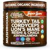 image:imageOrganic Turkey Tail Mushroom Supplement Capsules  Lions Mane Cordyceps Reishi Chaga  Ashwagandha Stress Relief Nootropic Immunity Adaptogens Mood Support 90 Vegan Capsules By Clean Nutra