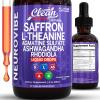 image:imageSaffron Supplements Liquid Drops LTheanine Agmatine Sulfate Ashwagandha Magnesium Glycinate B6 Magnesium Stress Relief Mood Support 5HTP GABA Supplement Vitamin D 4oz by Clean Nutra