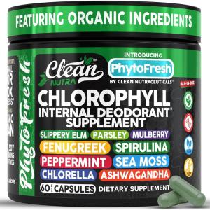 Clean Nutra Chlorophyll Capsules Supplement Internal Deodorant Peppermint, Sea Moss, Parsley, Chlorella, Spirulina, Slippery Elm, Ashwagandha, PhytoFresh Greens Detox Pills(1)