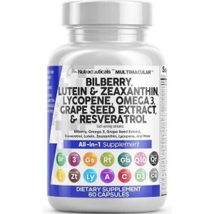 Clean Nutra Eye Vitamins with Bilberry Lutein and Zeaxanthin Supplements Lycopene 40mg Resveratrol Grape Seed Astaxanthin for Eyes – Eye Care Health Support Eye Vitamin and Mineral Supplement(60 Count (Pack of 1))