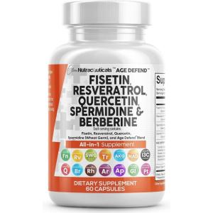Clean Nutra Fisetin Quercetin Resveratrol Spermidine – Longevity Supplement with NAD Berberine Apigenin | Anti Aging Cellular Health Support Capsules 90 Count(1)