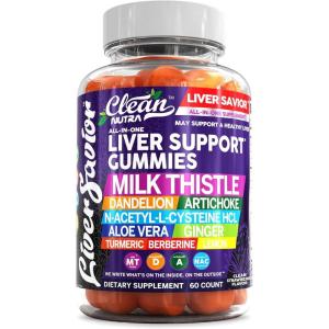 Clean Nutra Liver Cleanse Detox & Repair Gummies | Milk Thistle Gummy Liver Support Vitamins | Dandelion, Artichoke, Aloe Vera, Ginger, Berberine, Lemon, N-Acetyl-L-Cysteine, Turmeric Supplement HCL(1)
