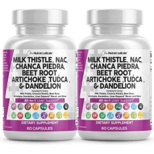 Clean Nutraceuticals Milk Thistle NAC Chanca Piedra Beet Root Artichoke Astragalus Dandelion Root – Liver Cleanse Detox & Repair Supplement Plus TUDCA Choline & Ginger – 1Pack(2)