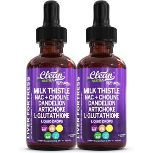 Clean Nutraceuticals Milk Thistle NAC Liver Cleanse Detox & Repair Supplement Liver Support Liquid Drops with Dandelion Extract, Artichoke, Chanca Piedra, Choline, L-Glutathione, Burdock, Schisandra(2)
