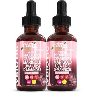 Clean Nutraceuticals VBiotic Vaginal Probiotic for Women Liquid Drops | Cranberry Uva Ursi Horsetail D-Mannose Prebiotics Marigold & Black Cohosh Vaginal Health Supplement | pH Balance(2)