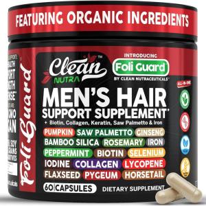 Hair Growth Supplement For Men | Biotin Hair Vitamins Collagen Pumpkin Seed Saw Palmetto Iron Ginseng Bamboo Silica Rosemary Peppermint Keratin Selenium Iodine Flaxseed Horsetail Vitamin A C D3 E B12(1)