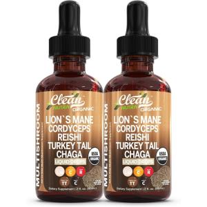 Mushroom Supplement Liquid Drops with Lions Mane Turkey Tail Cordyceps Reishi Chaga Shitake Maitake Tremella Oyster Mushrooms Poria Supplement and Enokitake Mushrooms Complex Blend by Clean Nutra(2)