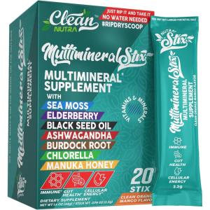 Sea Moss Powder Elderberry Ashwagandha Chlorella Manuka Honey VitaminD3 Vitamin C Zinc Spirulina Iodine Greens Detox Immune Support Sugar Free Hydration Powder Drink Mix – 20 Sticks(1)