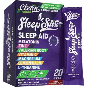 Sleep Aid Melatonin Powder Tryptophan Glycine Valerian Root Magnesium For Sleep Lemon Balm L Theanine Magnesium Glycinate Zinc Sleep Aid Myo Inositol GABACalm B6 5 HTP Stress Relief 20 Stix(1)