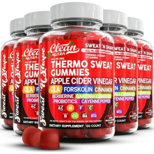 Sweat N’ Shape Gummies | Apple Cider Vinegar CLA Forskolin Cinnamon Berberine Garcinia Cambogia Probiotics Cayenne Pepper Vitamin B12 Vitamin A Vitamin C Vitamin D Vitamin B6 Boron By Clean Nutra (5)