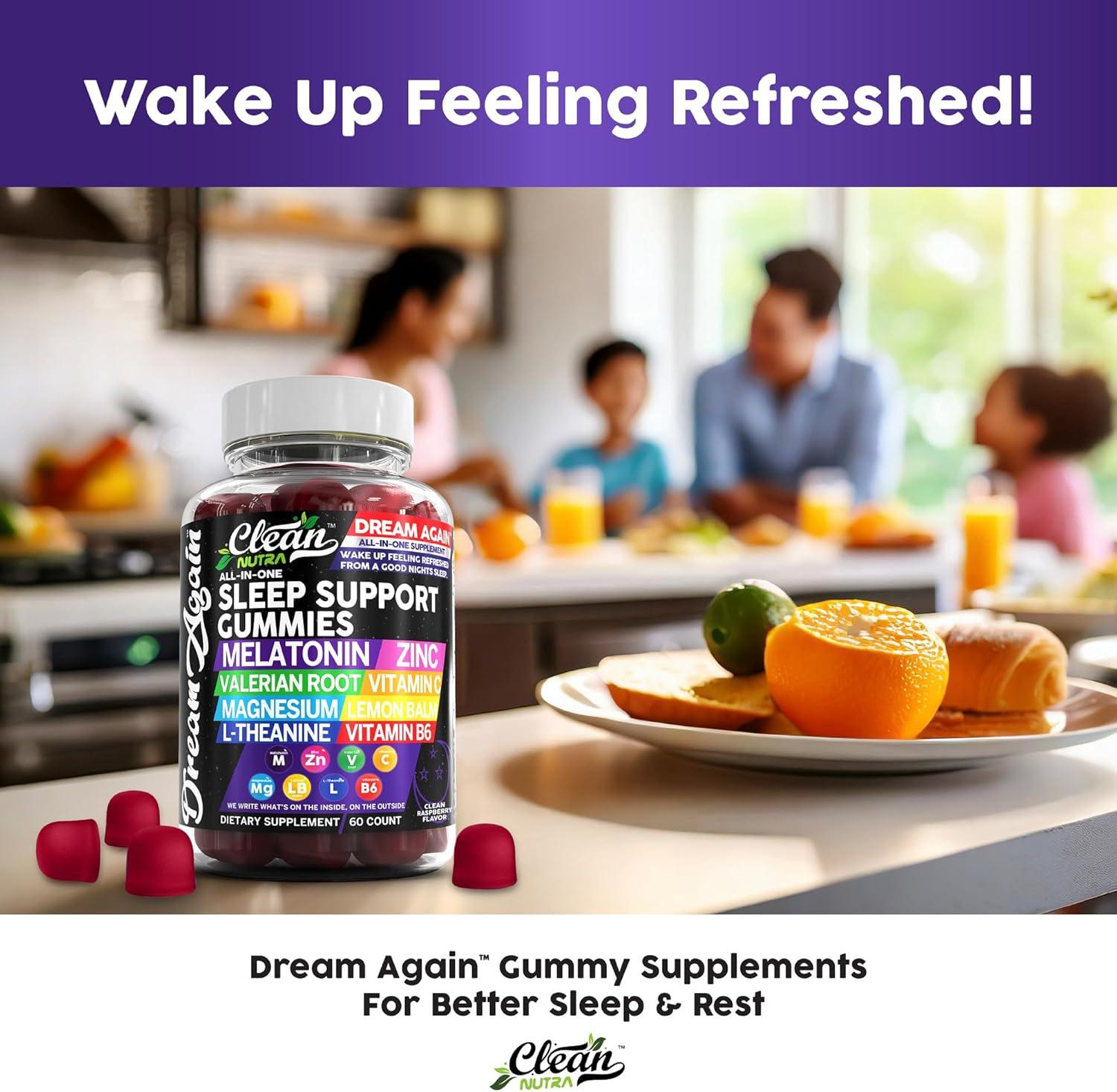 image:imageClean Nutra Melatonin Gummies 10mg Sleep Aid Valerian Root LTheanine Vitamin B6 C Lemon Balm Magnesium Hibiscus Beta Carotene Saffron amp Chamomile Rest Support Supplement Raspberry Flavor1