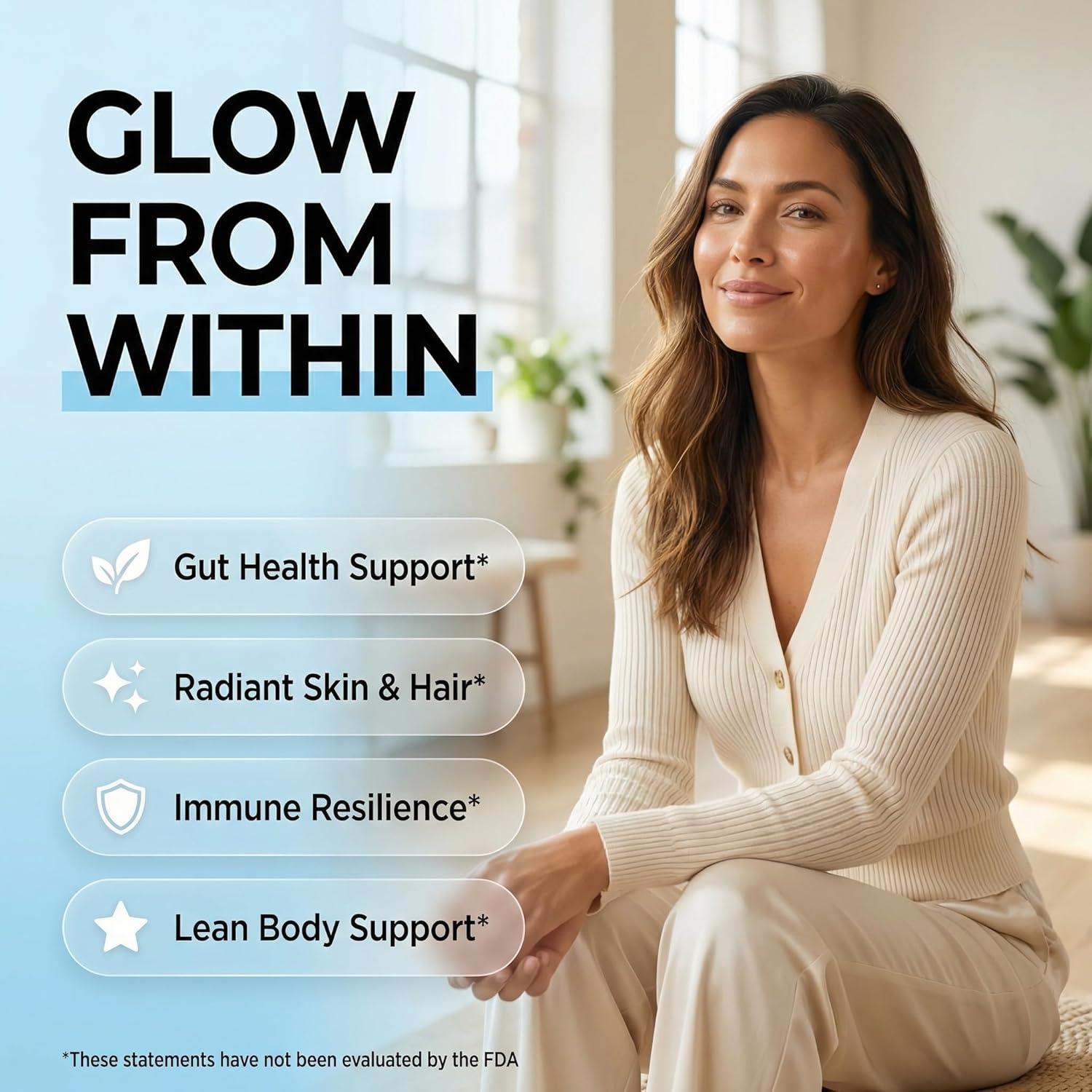 image:imageBovine Colostrum Powder Collagen Peptides with LGlutamine LLysine Prebiotics Probiotics Digestive Enzymes Vitamin D K2 C Quercetin amp Folate Gut Health Supplement Internal Glow By Clean Nutra1